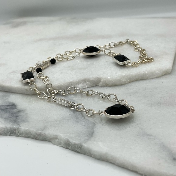 ✔️Opera Length (Long) Black, Silver & Crystal Necklace - Picture 3 of 5